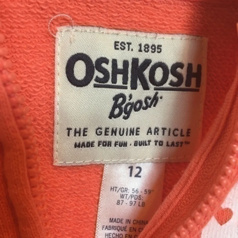 Osh Kosh Girls size 12 hooded sweatshirt NWOT